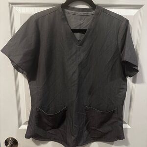 Fabletics Scrub Top Womens Large Gray V Neck Medical Uniform